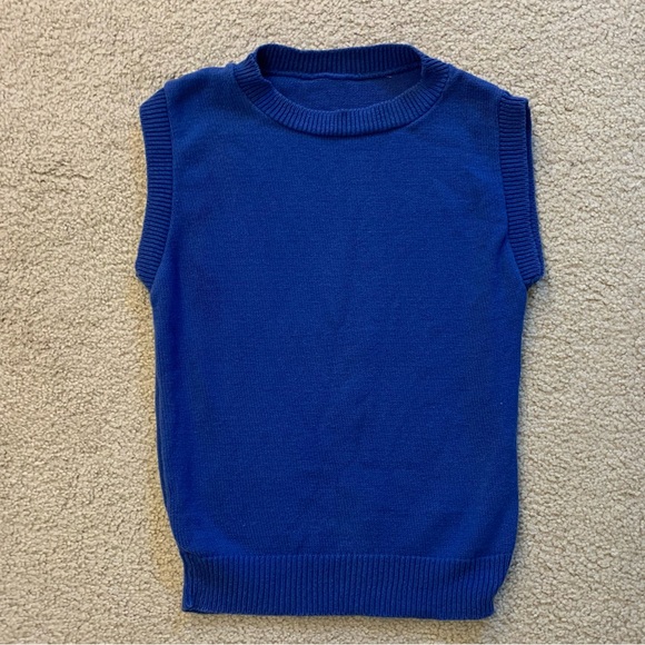 Source Unknown Tops - Vintage 1980s Blue sleeveless sweater vest.